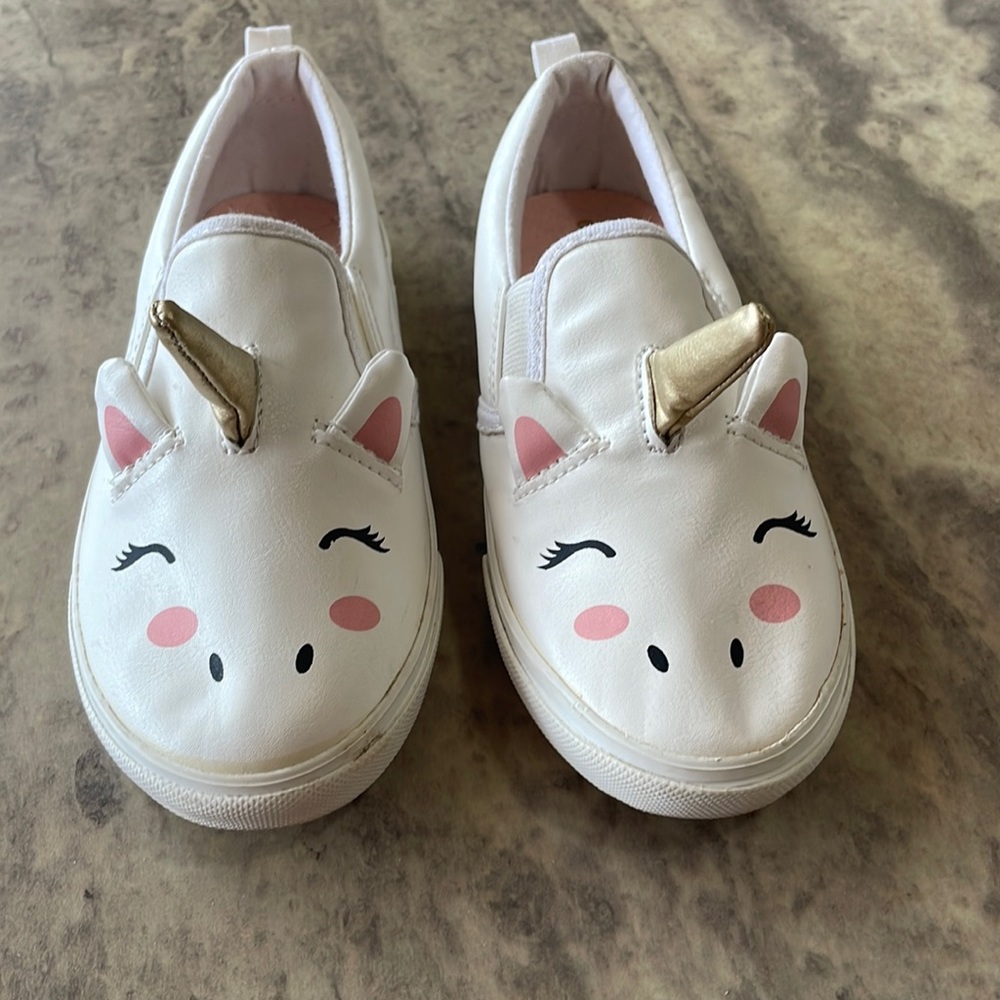 Girl’s White Unicorn Slip on Sneakers